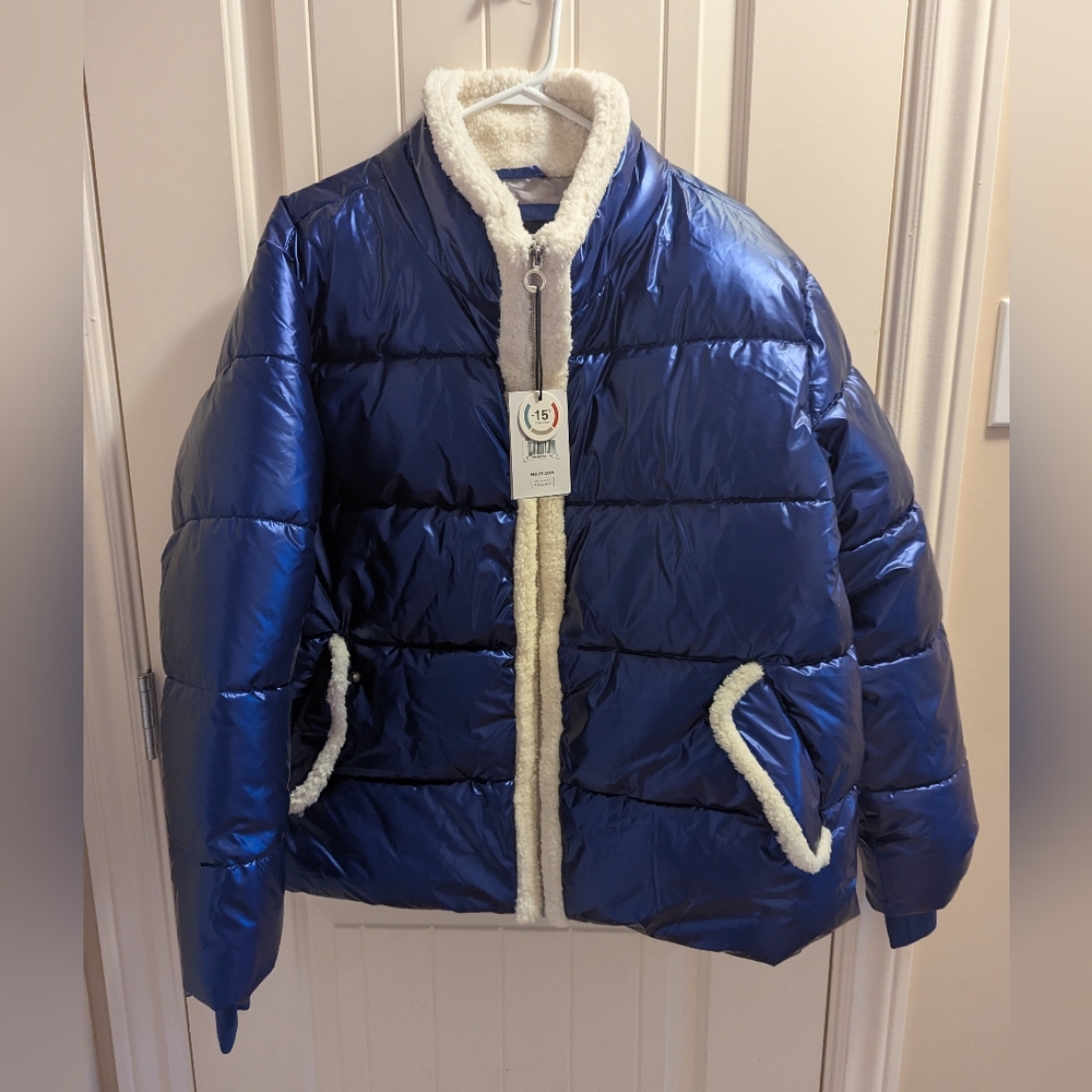 Women's Noize 🇨🇦Metalic Blue Puffer Bomber Jacket SZ. Large